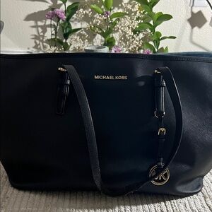 Michael Kors Black Tote with Gold Accents